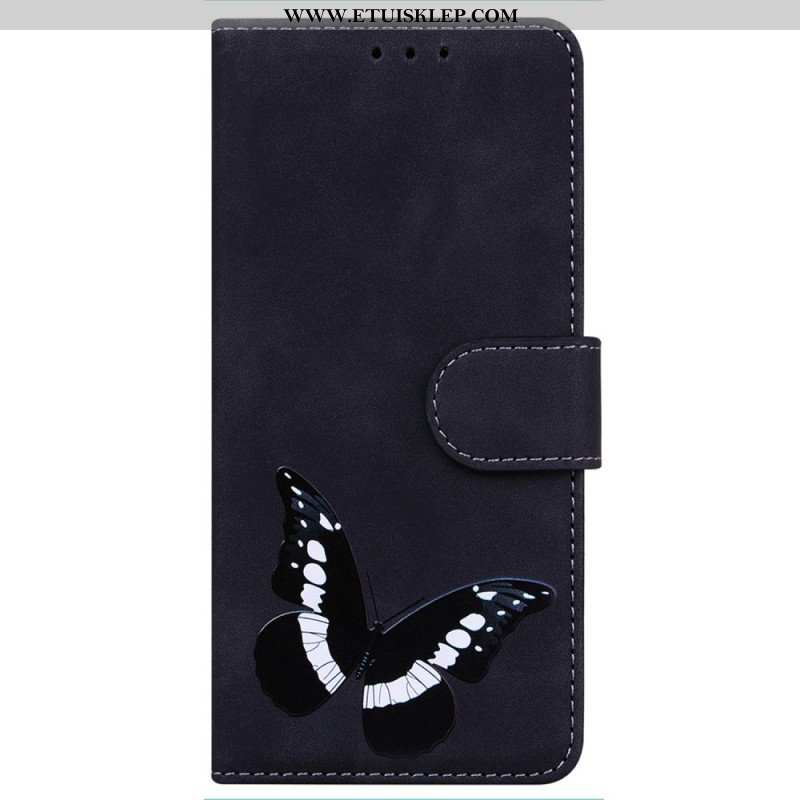 Etui Folio do Realme C35 Motyl Dotykający Skóry